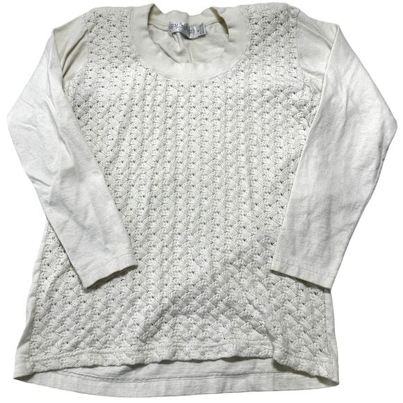 Vintage Lou Nardi Women Top Size S Off White Long Sleeve 100% Cotton Made in USA - Picture 1 of 6